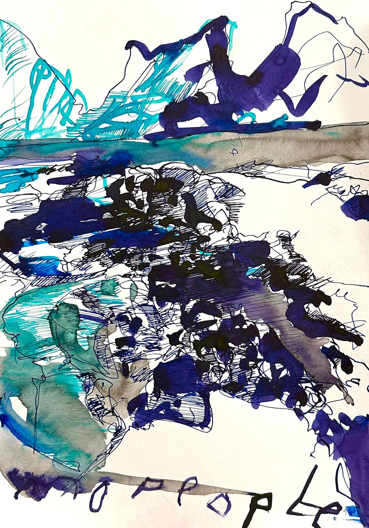 LANDSCHAFT - TUSCHEZEICHNUNG