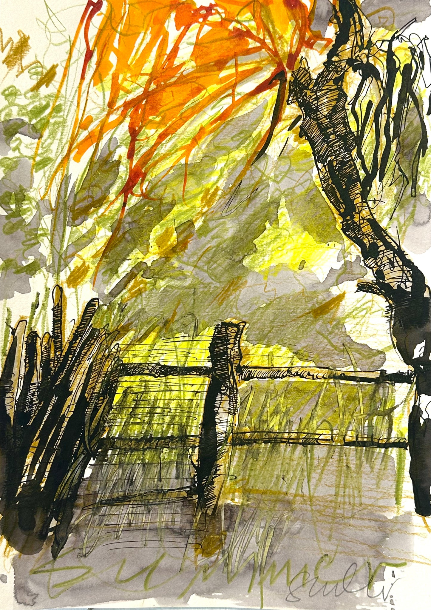 LANDSCAPE 12 - ANOTHER FENCE IN THE FOREST - 21X29,7 CM