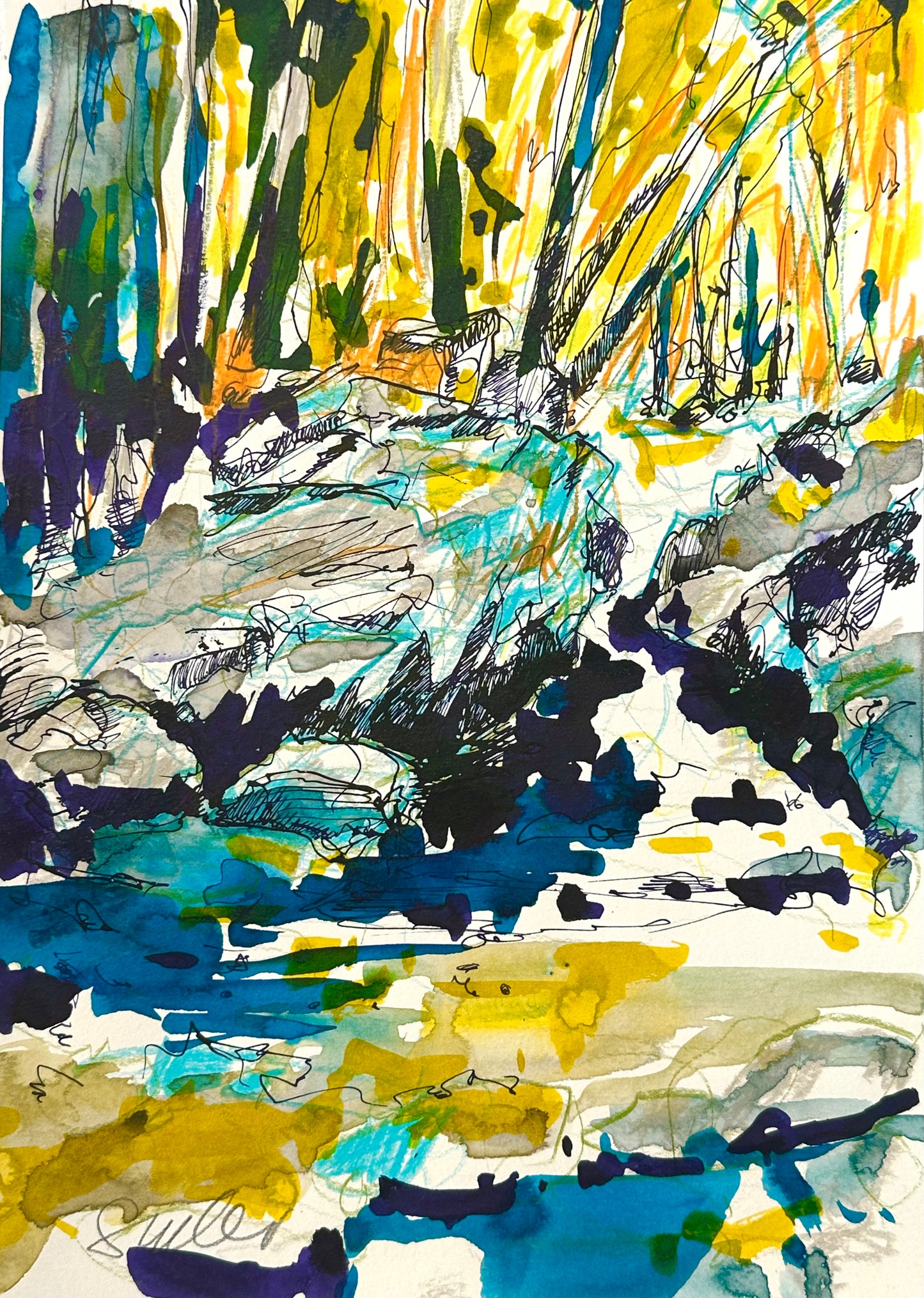 LANDSCAPE 11 - ROUGH MOUNTAINS AND TREES - 21X29,7 CM