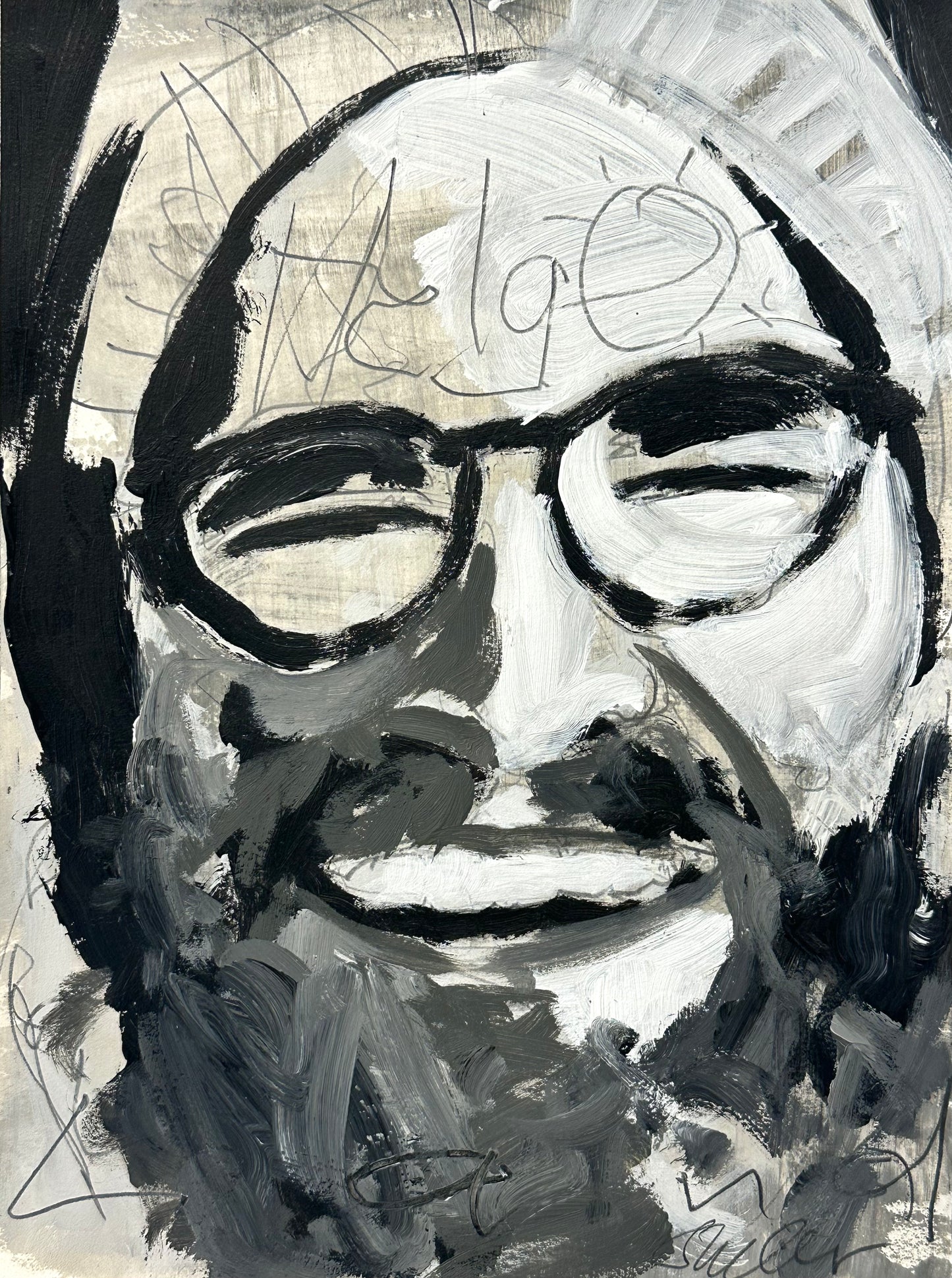 PORTRAIT 38 - HELGO - Malerei auf Papier - 23x31 CM