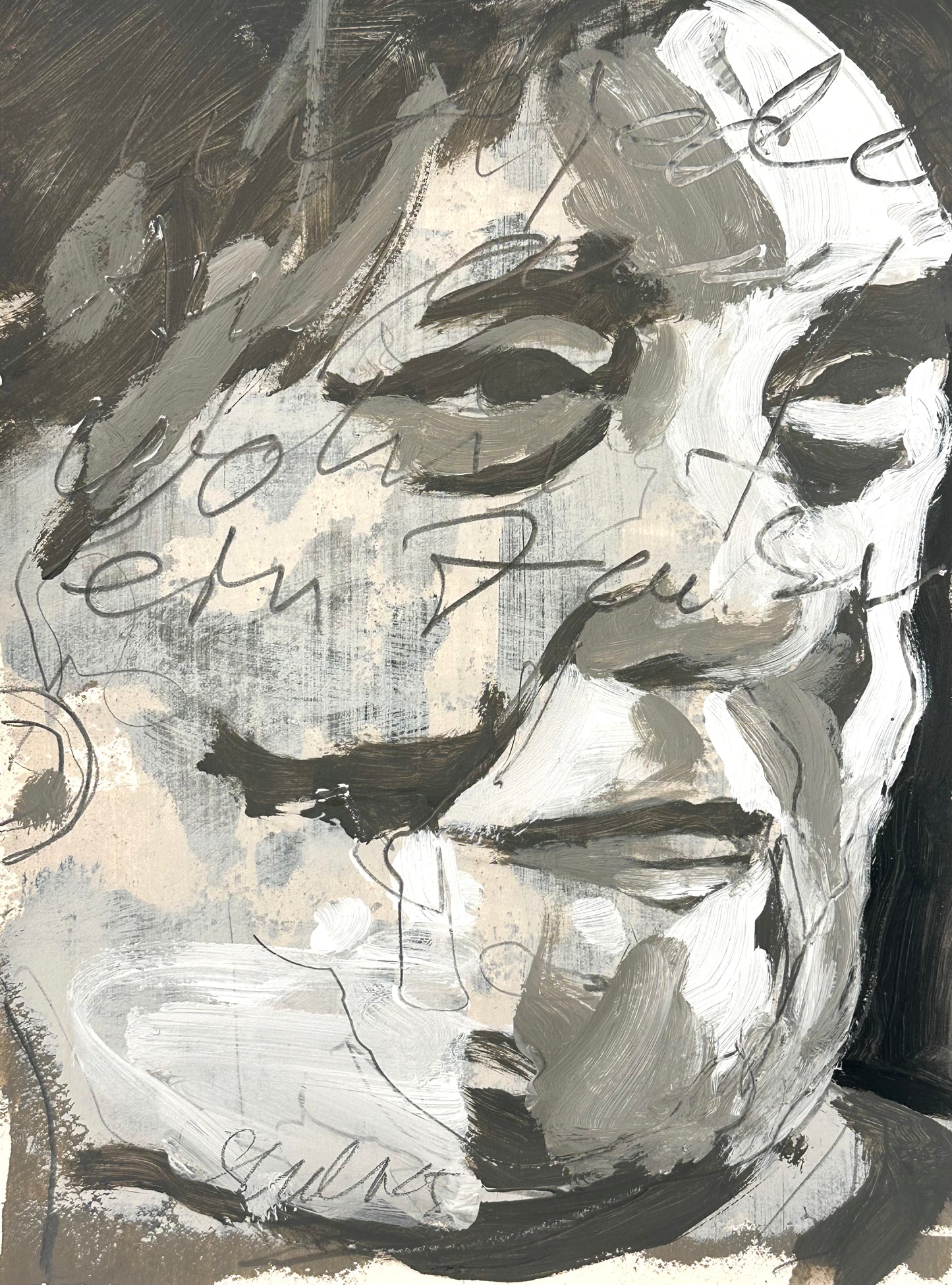 PORTRAIT 30 - MR GREY - Malerei auf Papier - 23x31 CM