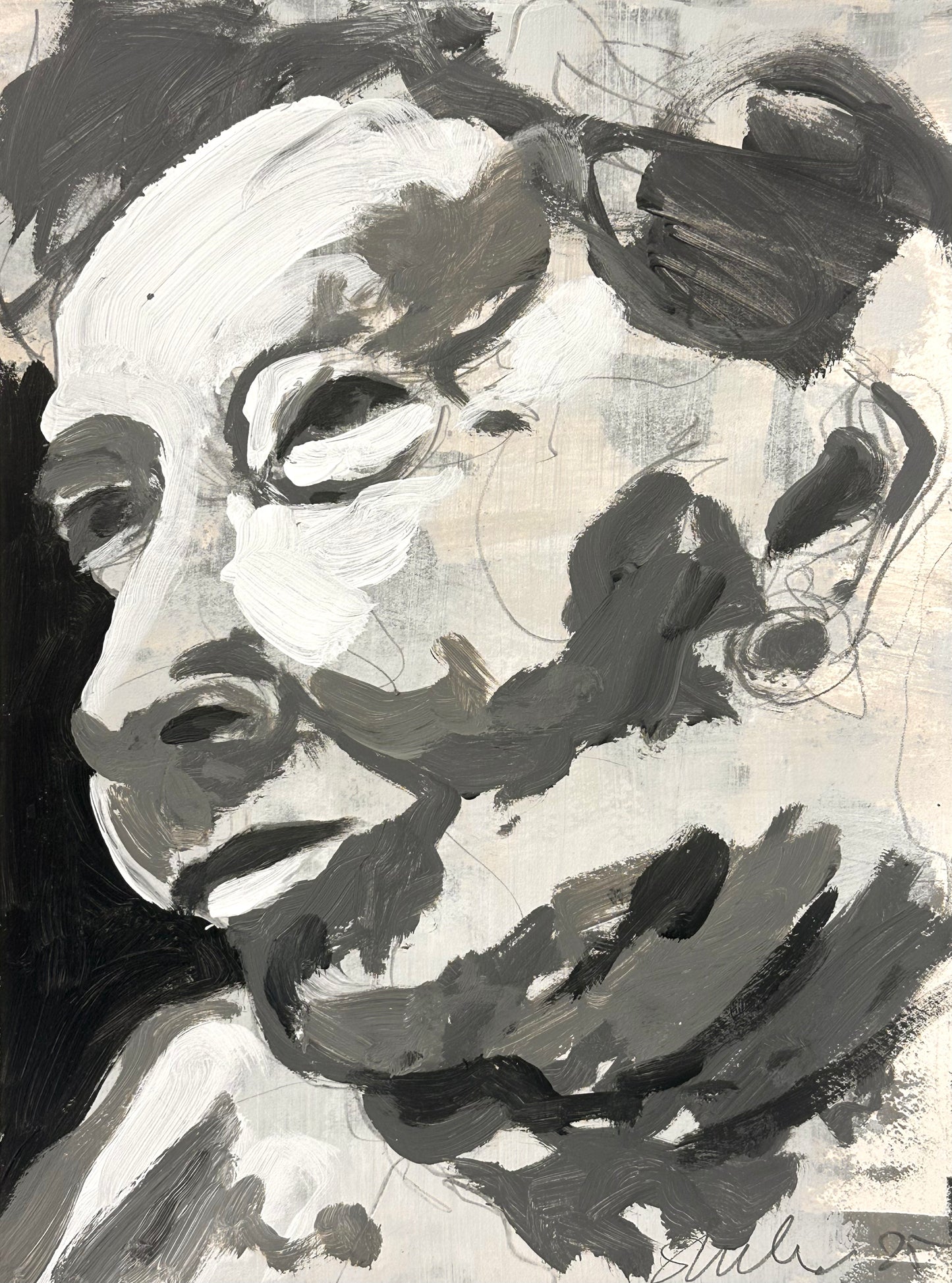 PORTRAIT 27 - UNCLE ADAM - Malerei auf Papier - 23x31 CM