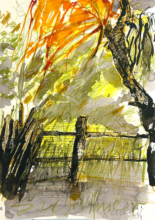 LANDSCAPE 12 - ANOTHER FENCE IN THE FOREST - 21X29,7 CM