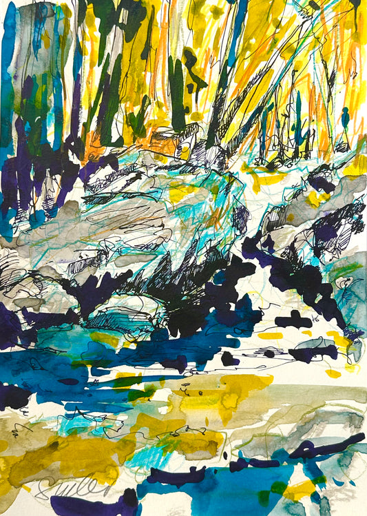 LANDSCAPE 11 - ROUGH MOUNTAINS AND TREES - 21X29,7 CM