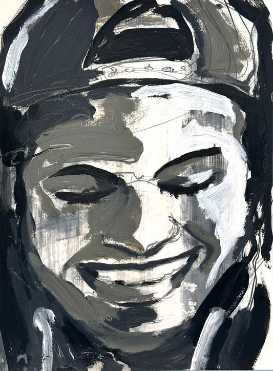 PORTRAIT 44 - HAPPY YOUNG GIRL - Malerei auf Papier - 23x31  cm