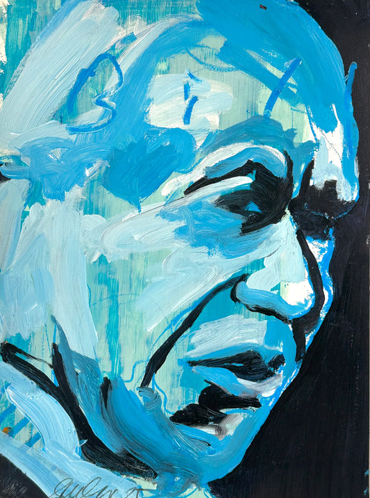 PORTRAIT 33 - IRRITATED BLUE - Malerei auf Papier - 23x31 CM