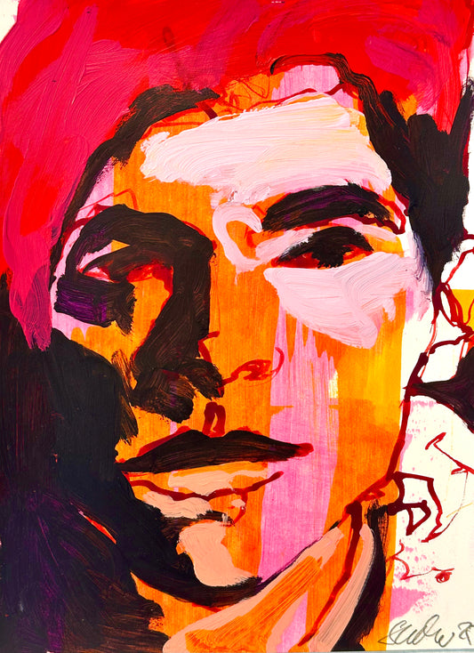 PORTRAIT 32 - PINK GUY - Malerei auf Papier - 23x31 CM