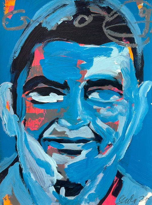 PORTRAIT 20 - MR BLUE - Malerei auf Papier - 23x31 CM