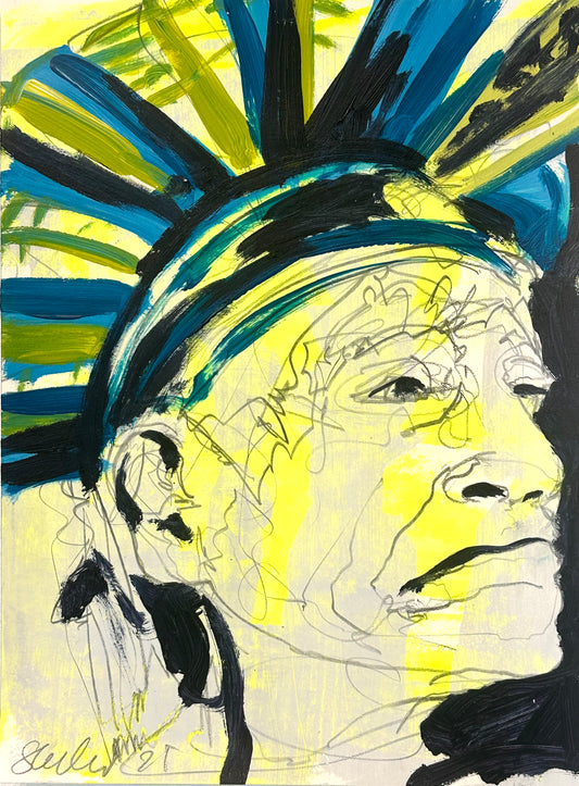 PORTRAIT 14 - LIBERTY GETS OLD - Malerei auf Papier - 23x31 CM