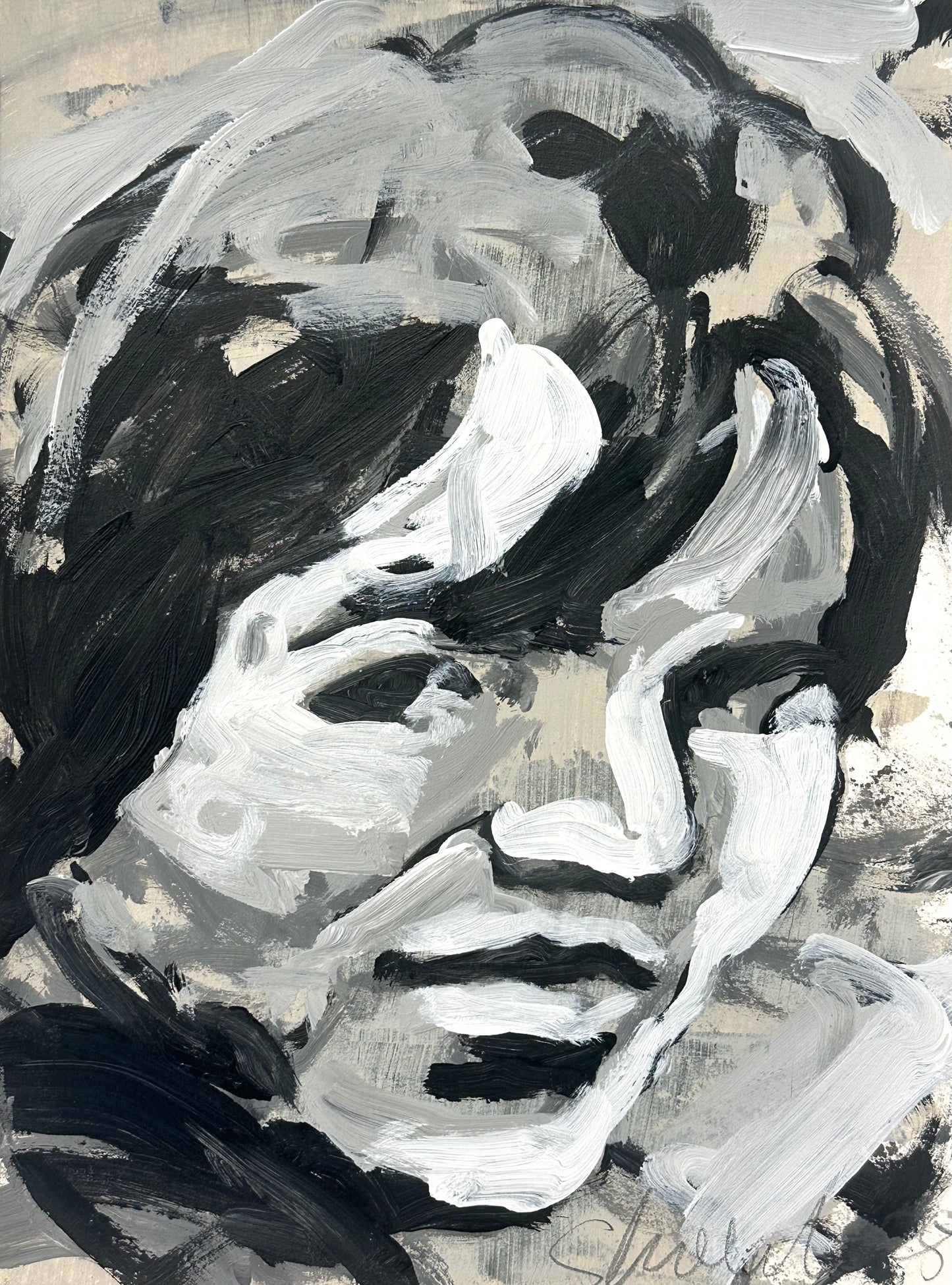 PORTRAIT 11 - YOUNG MAN - Malerei auf Papier - 23x31 CM