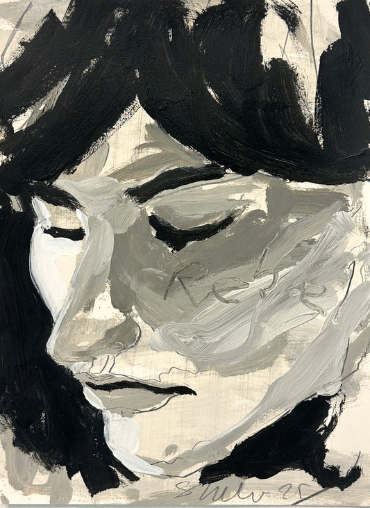 PORTRAIT 07 - READING - Malerei auf Papier - 23x31 CM