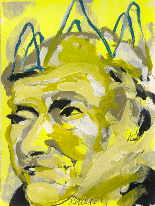 PORTRAIT 04 - THE GREEN KING - Malerei auf Papier - 23x31 CM