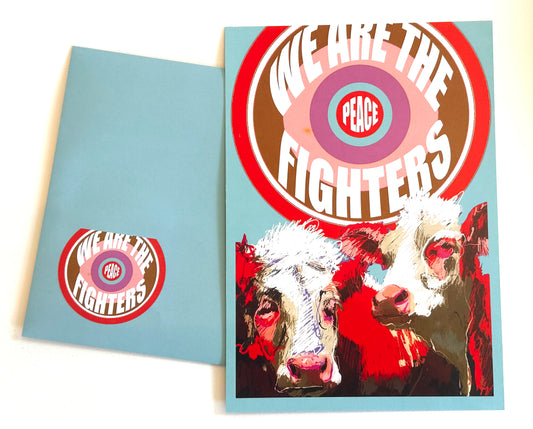 WE ARE THE PEACEFIGHTERS - Kuhpostkarte - 15x21 cm - mit Umschlag